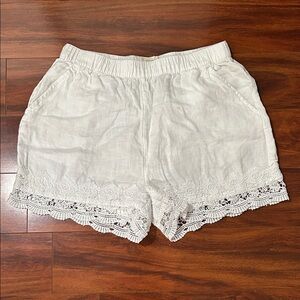 Cynthia Rowley Cream Lace Trim High Waist Shorts